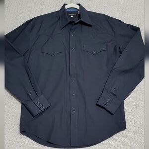 Stetson Western Grey Poplin Cotton Pearl Snap Front Shirt, Mn's Med, Near New